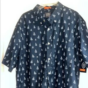 St.‎ John's Bay Blue Casual Button Down Shirt Nautical Design